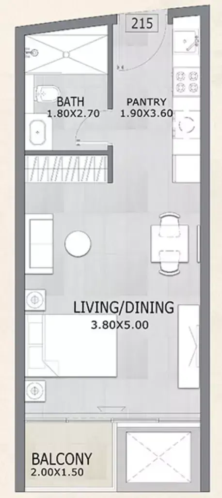 Планировка — Студия, 38 м²