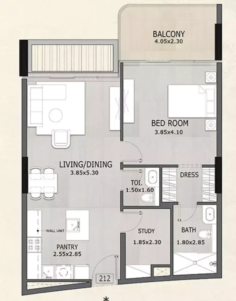 Планировка — 1-спальная, 78 м²