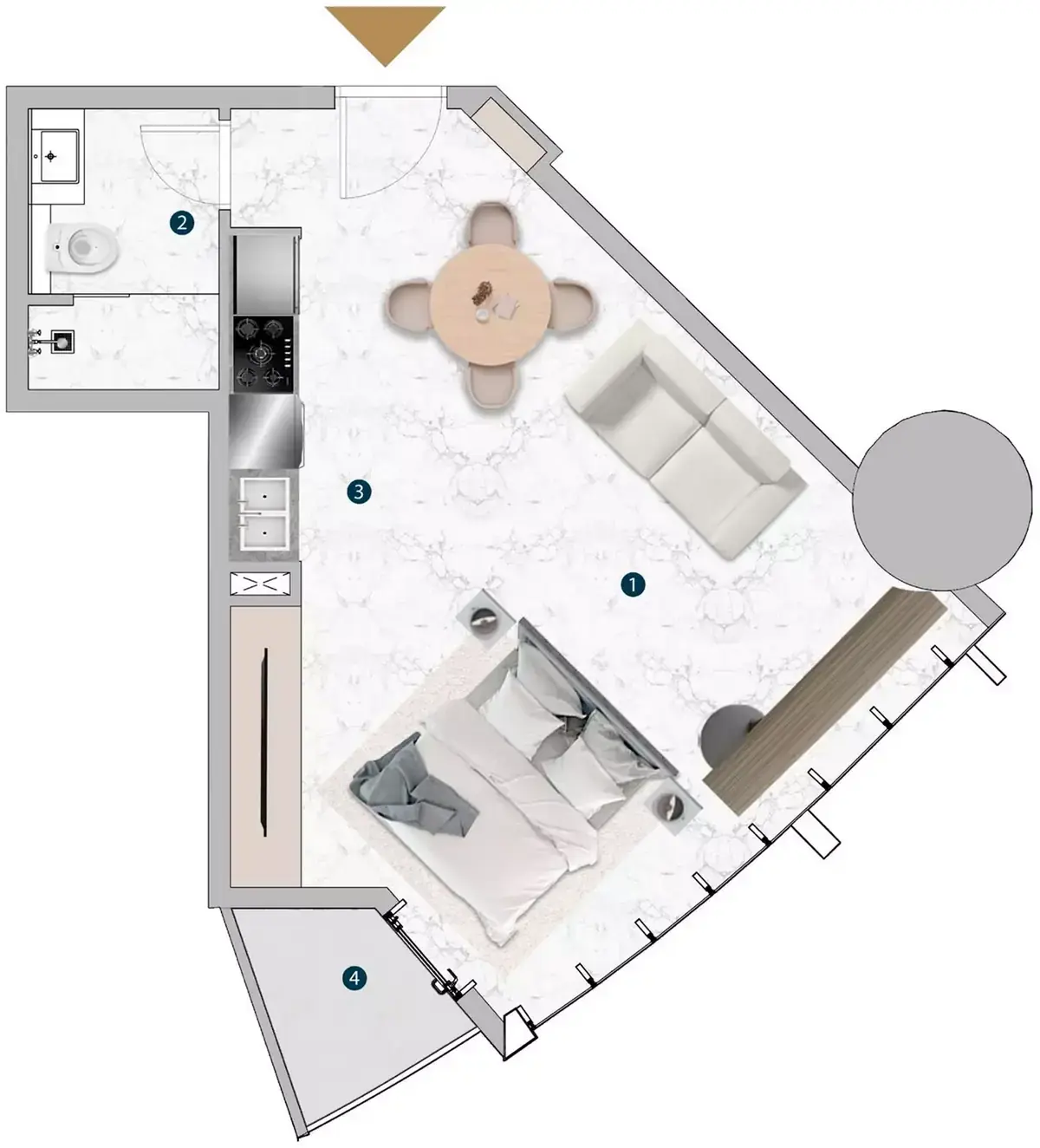 Планировка — Студия, 45 м²