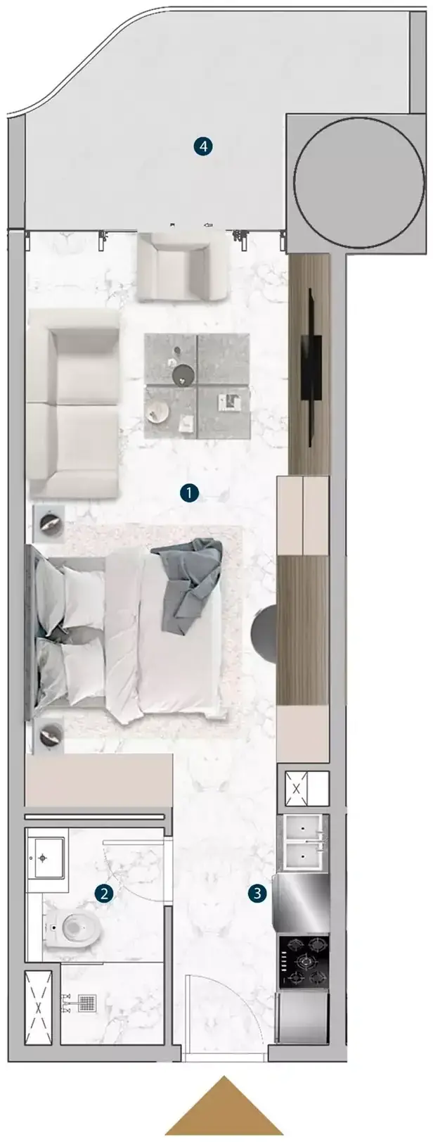 Планировка — Студия, 46 м²