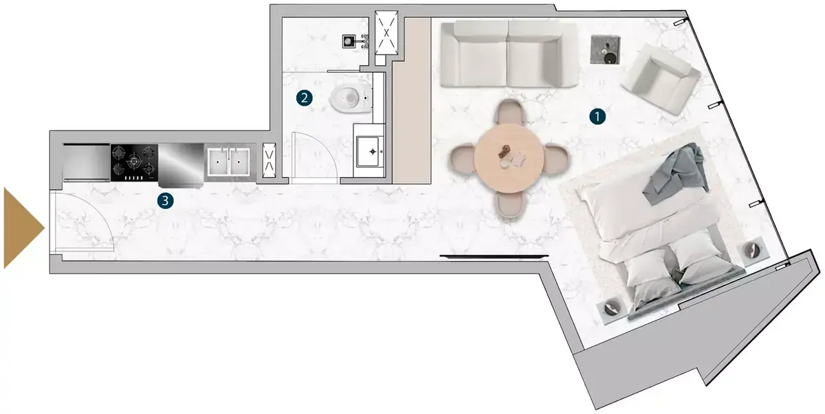 Планировка — Студия, 44 м²