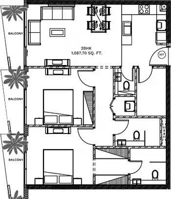 Планировка — 2-спальная, 101 м²