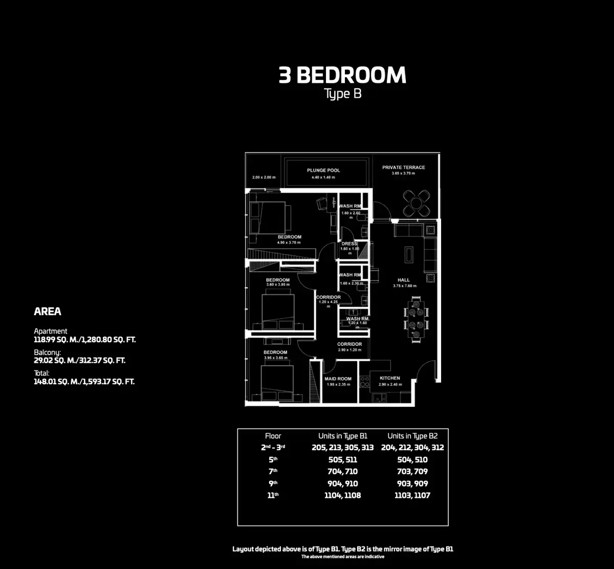 Планировка — 3-спальная, 148 м²