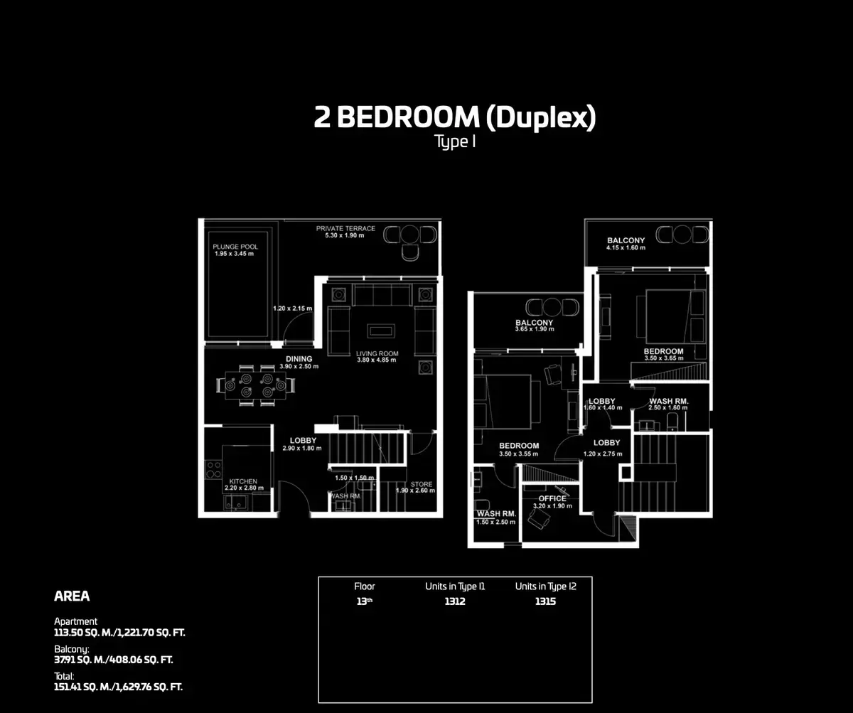 Планировка — 2-спальная, 151 м²