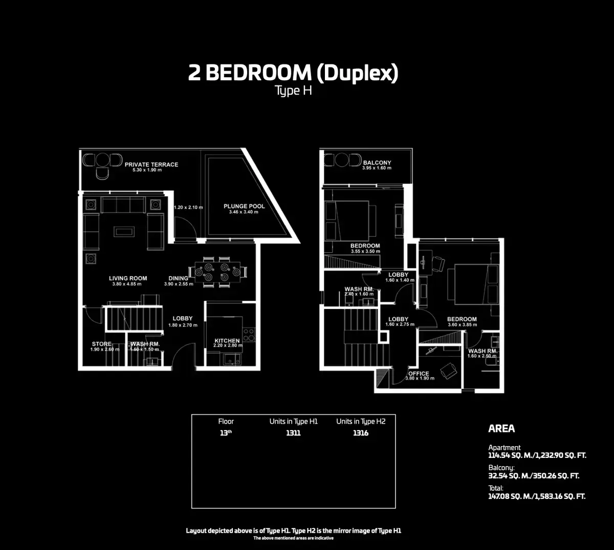 Планировка — 2-спальная, 147 м²