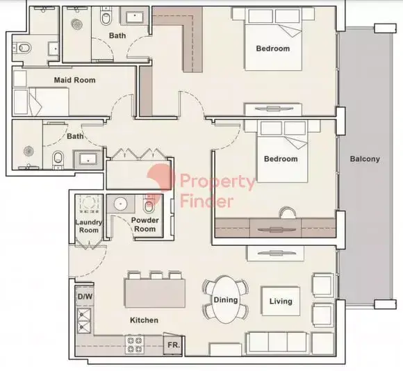 Планировка — 2-спальная, 121 м²