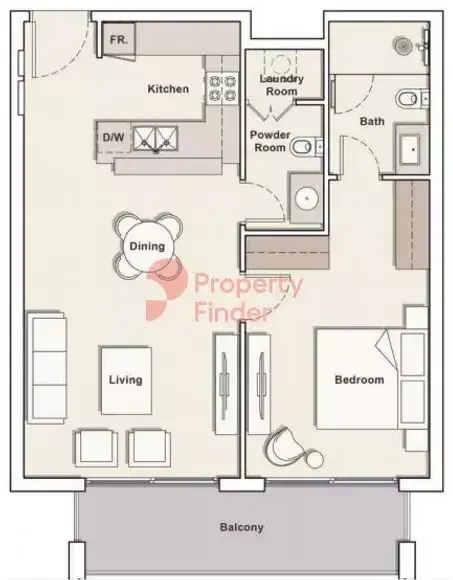 Планировка — 1-спальная, 72 м²