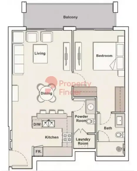 Планировка — 1-спальная, 73 м²