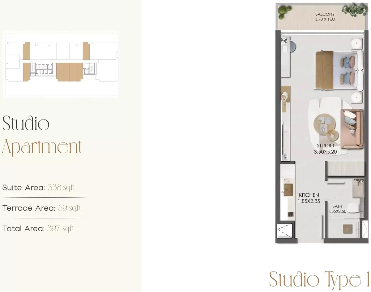 Планировка — Студия, 37 м²