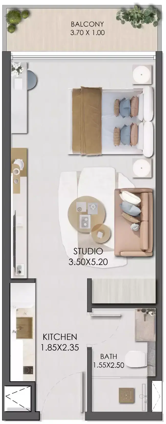 Планировка — Студия, 36 м²