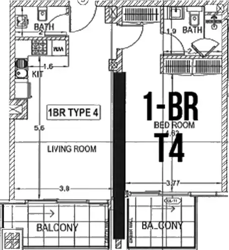 Планировка — 1-спальная, 75 м²