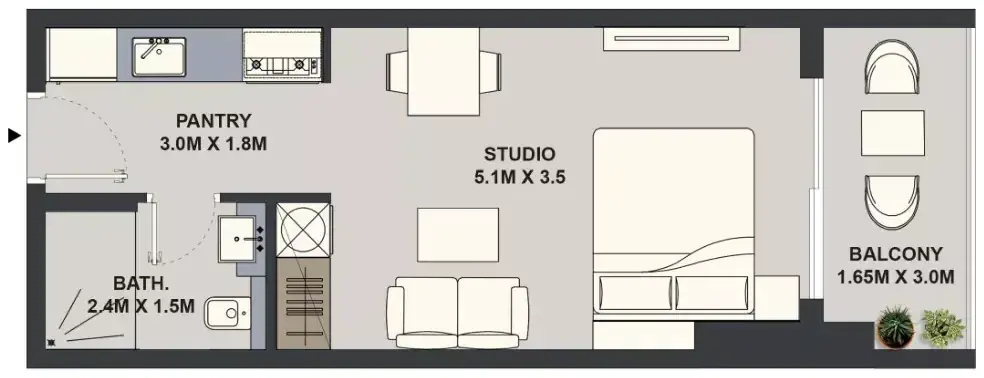 Планировка — Студия, 37 м²