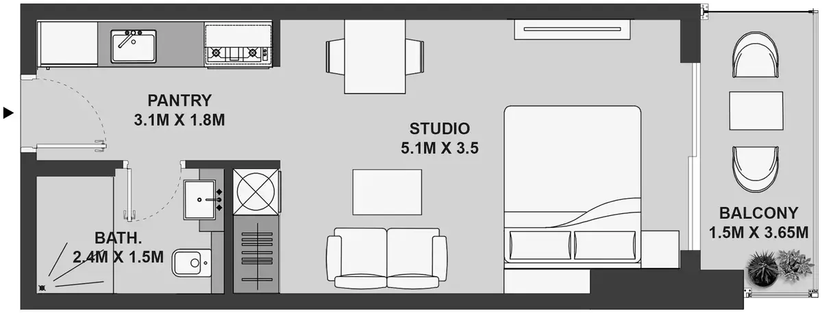 Планировка — Студия, 37 м²