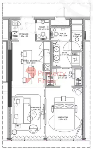 Планировка — 1-спальная, 60 м²