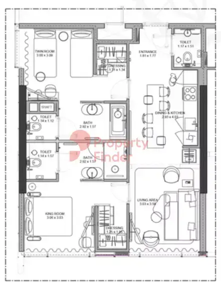 Планировка — 2-спальная, 78 м²