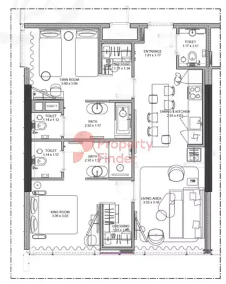 Планировка — 2-спальная, 78 м²