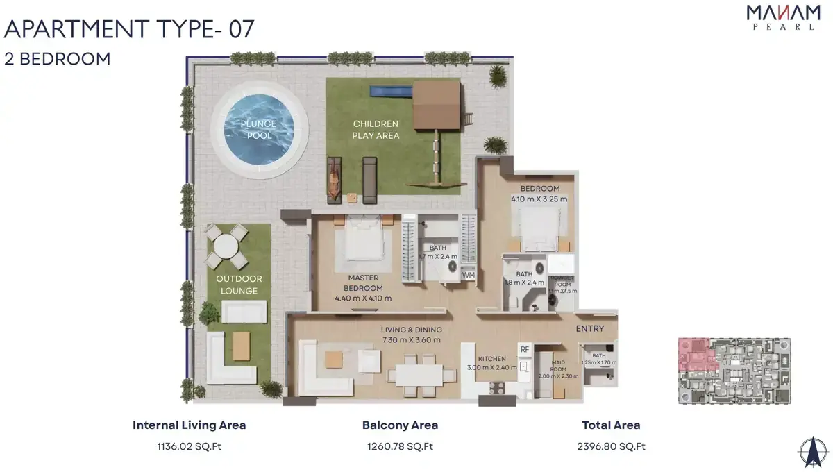 Планировка — 2-спальная, 223 м²