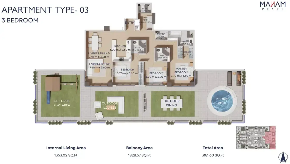 Планировка — 3-спальная, 296 м²