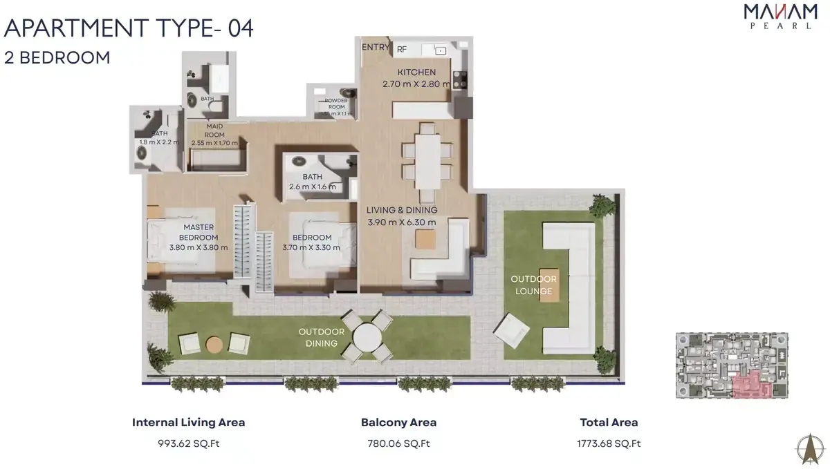 Планировка — 2-спальная, 165 м²