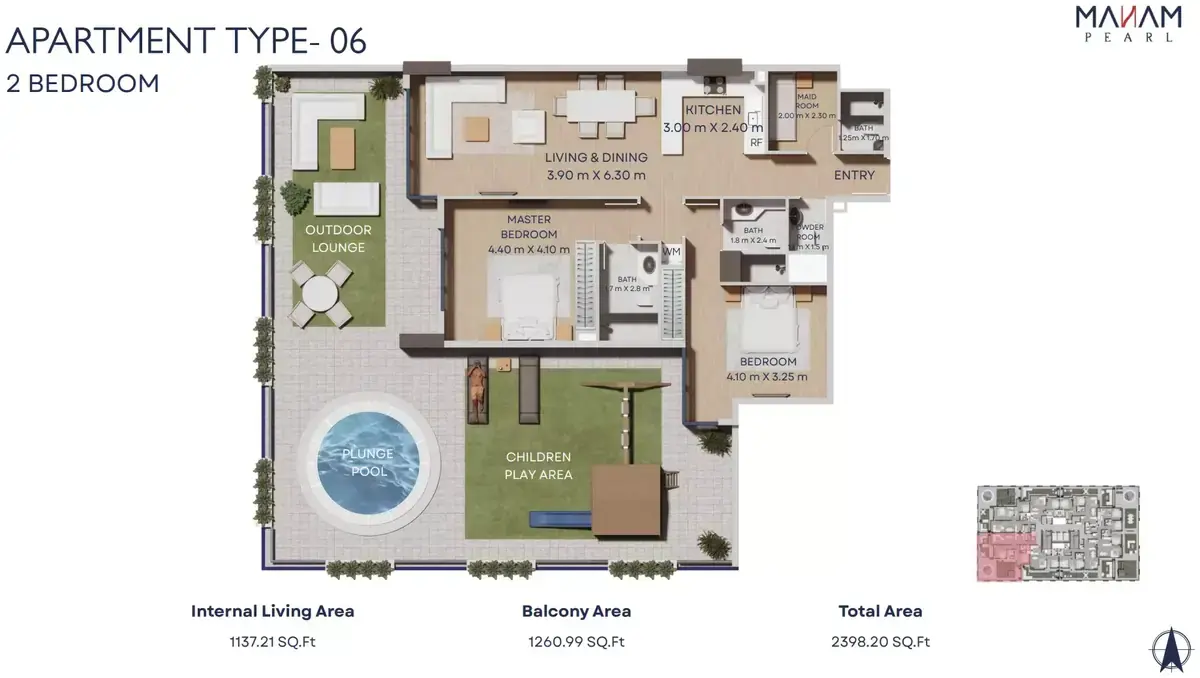 Планировка — 2-спальная, 223 м²