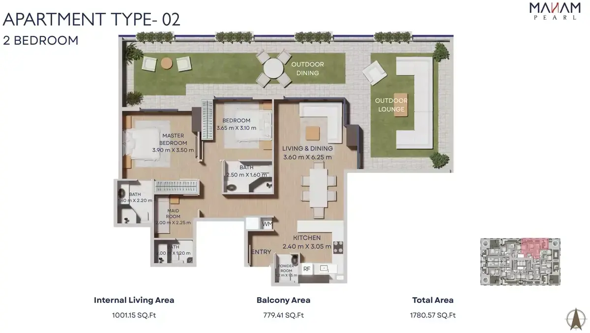 Планировка — 2-спальная, 165 м²