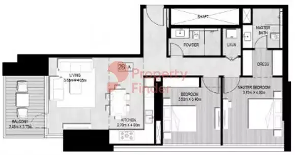 Планировка — 2-спальная, 105 м²