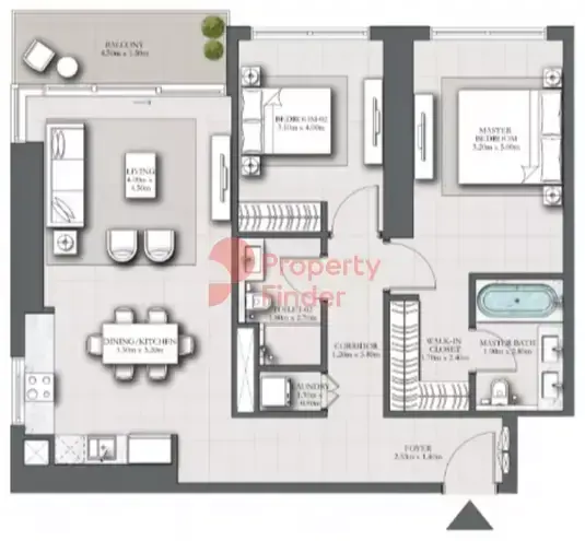 Планировка — 2-спальная, 111 м²
