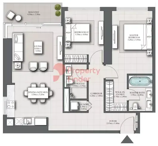 Планировка — 2-спальная, 111 м²