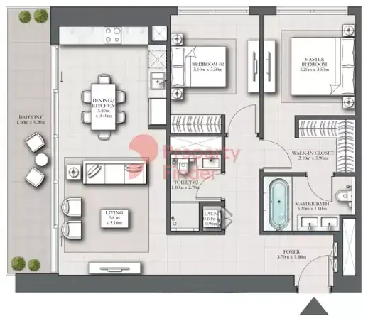 Планировка — 2-спальная, 114 м²