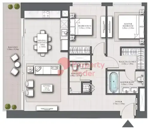Планировка — 2-спальная, 113 м²