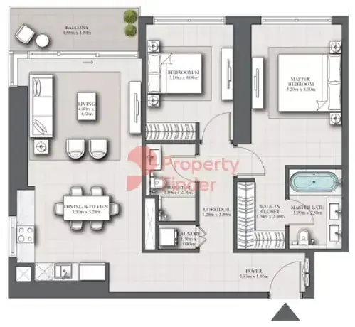 Планировка — 2-спальная, 111 м²