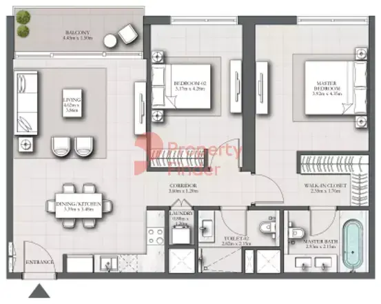 Планировка — 2-спальная, 110 м²