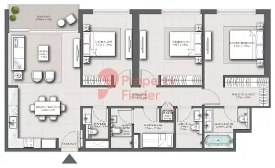 Планировка — 3-спальная, 143 м²