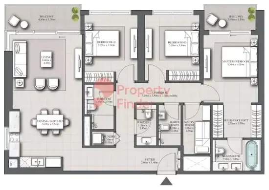 Планировка — 3-спальная, 148 м²