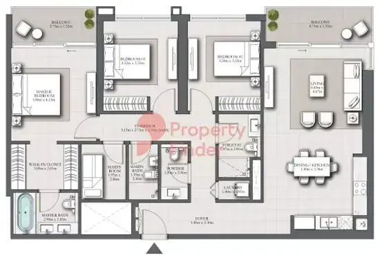 Планировка — 3-спальная, 154 м²