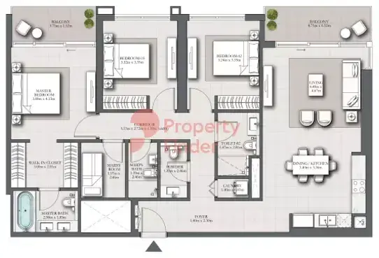 Планировка — 3-спальная, 154 м²