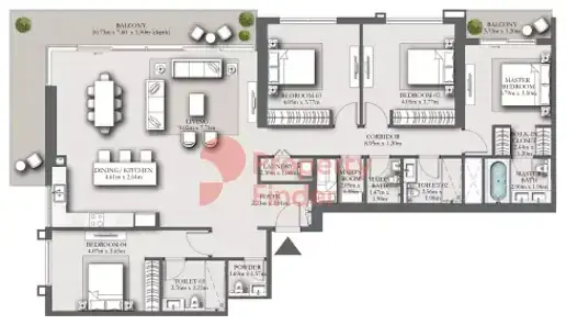 Планировка — квартира, 243 м²