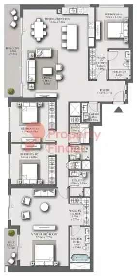 Планировка — квартира, 255 м²