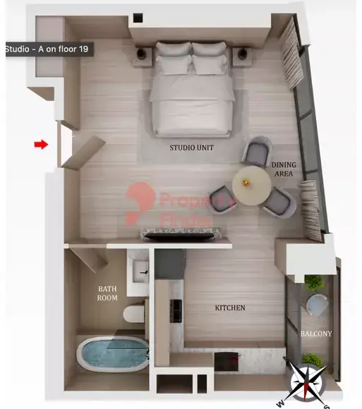 Планировка — Студия, 47 м²