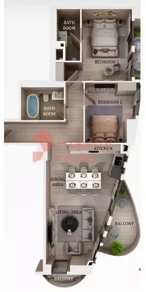Планировка — 2-спальная, 110 м²