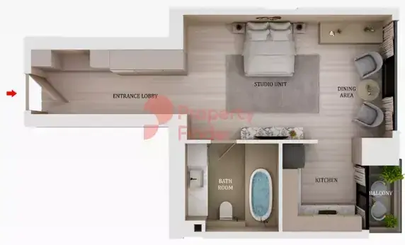 Планировка — Студия, 46 м²