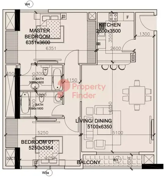 Планировка — 2-спальная, 120 м²