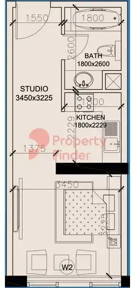 Планировка — Студия, 33 м²