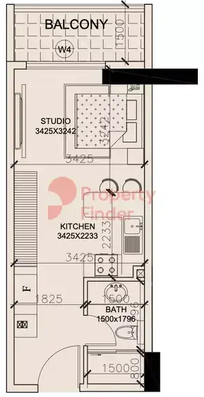 Планировка — Студия, 37 м²
