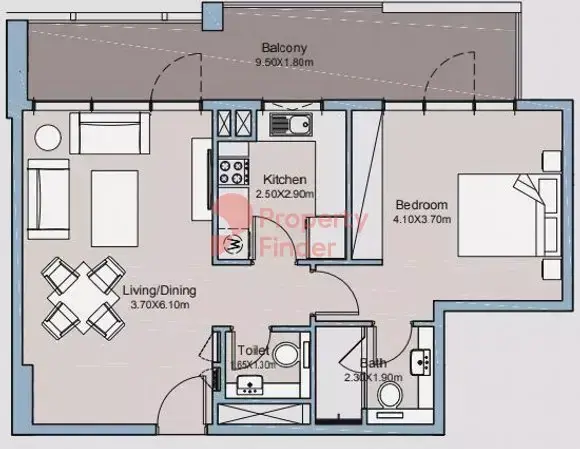 Планировка — 1-спальная, 78 м²