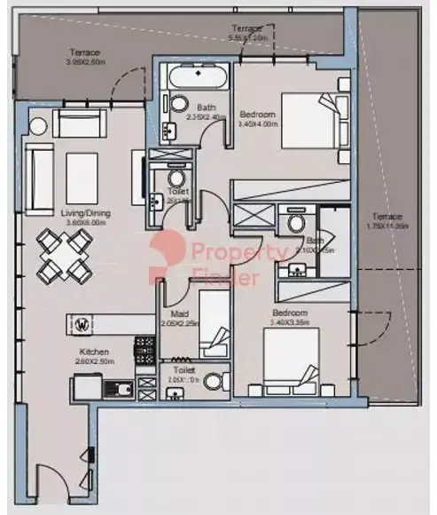 Планировка — 2-спальная, 136 м²
