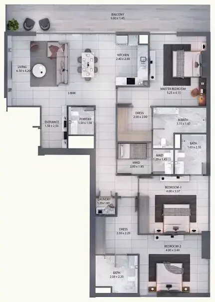 Планировка — квартира, 155 м²