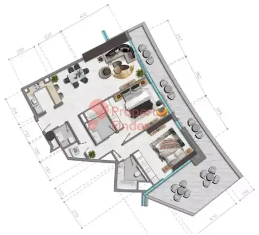 Планировка — 2-спальная, 17 м²