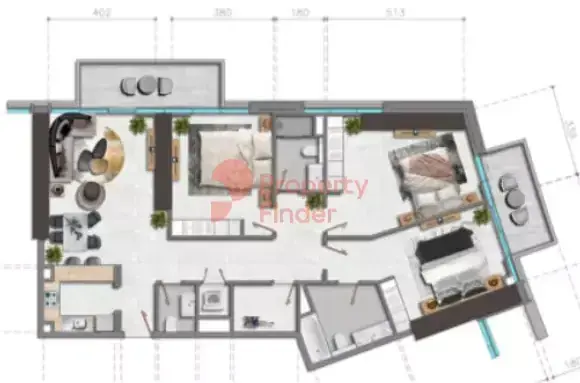 Планировка — 3-спальная, 14 м²