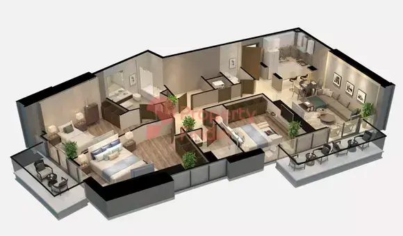 Планировка — 3-спальная, 143 м²